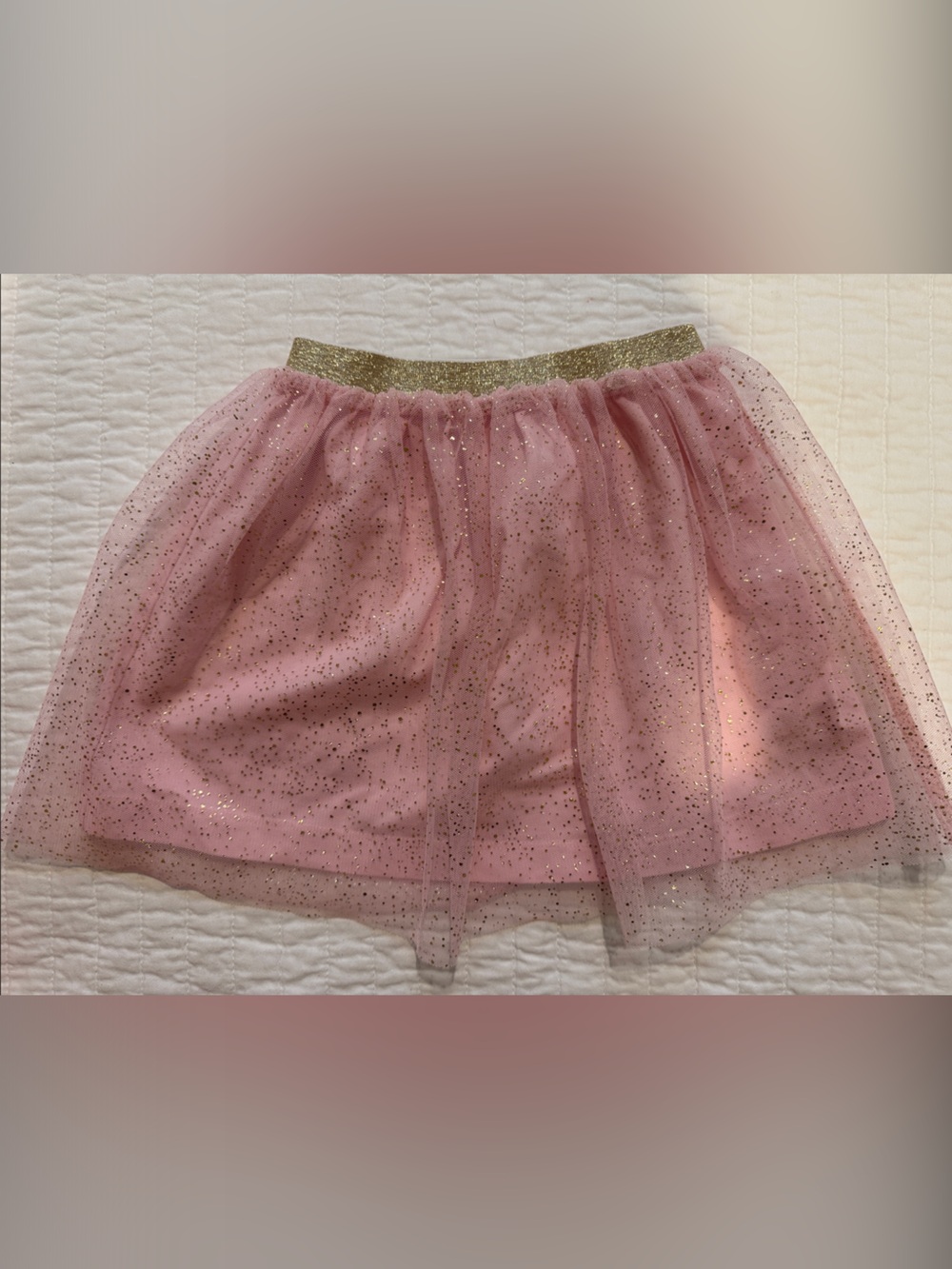 Hanna andersson Sparkle Pink Tulle Skirt with Gold Waistband 3T